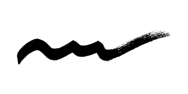 Black wavy grunge brush stroke Painted ink stripe Ink spot isolated on white background