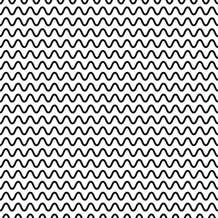 Vector black wavy lines seamless pattern.