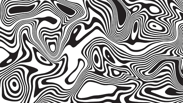 Linee e forme ondulate nere incredibili effetti di linee morbide illustrazione in bianco e nero