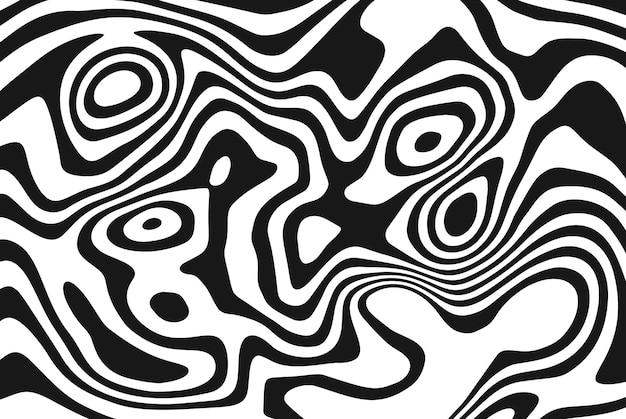 Black wavy lines and shapesAmazing smooth lines effect on black and white vector illustration