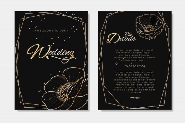 Vector black wedding invitation.