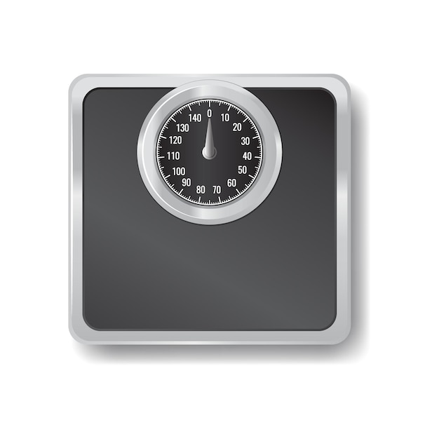 Black weighing machine scale icon health and body care