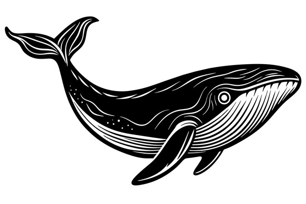 Vector black whale vector isolated on white