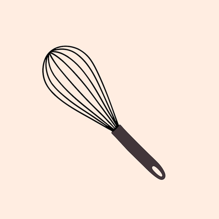 Vector a black whisk with a red handle vector illustration