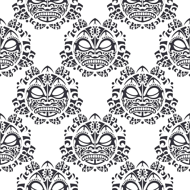 Black-white abstract endless background. Seamless pattern with polynesia patterns. For backgrounds, prints and wrapping paper. Vector.