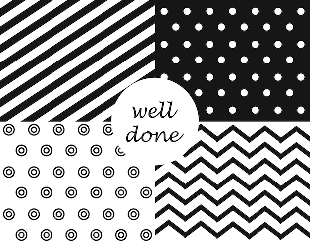 Vector black and white abstract geometric patterns set vector illustration