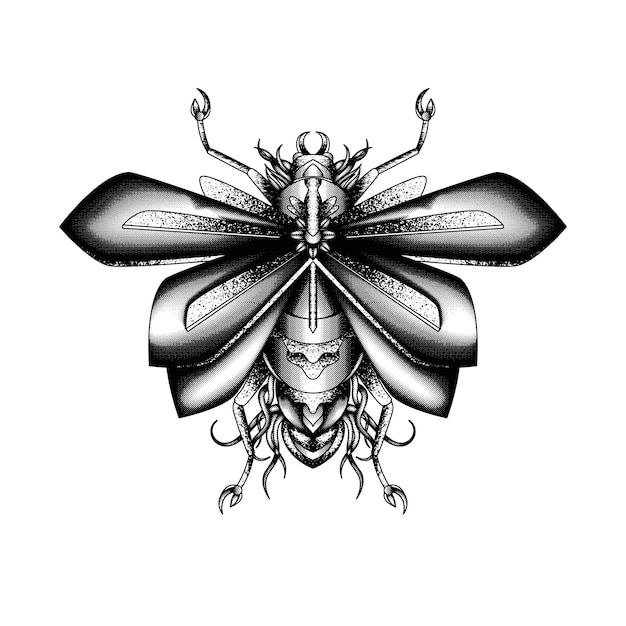 BLACK AND WHITE ABSTRACT INSECT IN VINTAGE STYLE