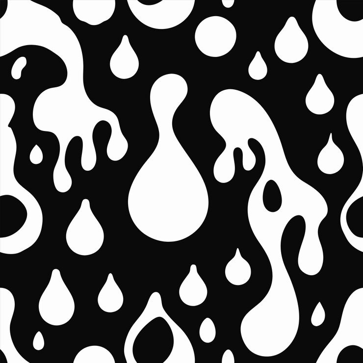 Vector a black and white abstract painting of white drops