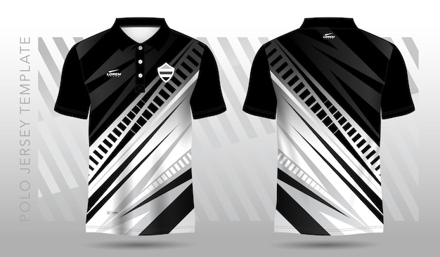 black and white abstract polo jersey sport design
