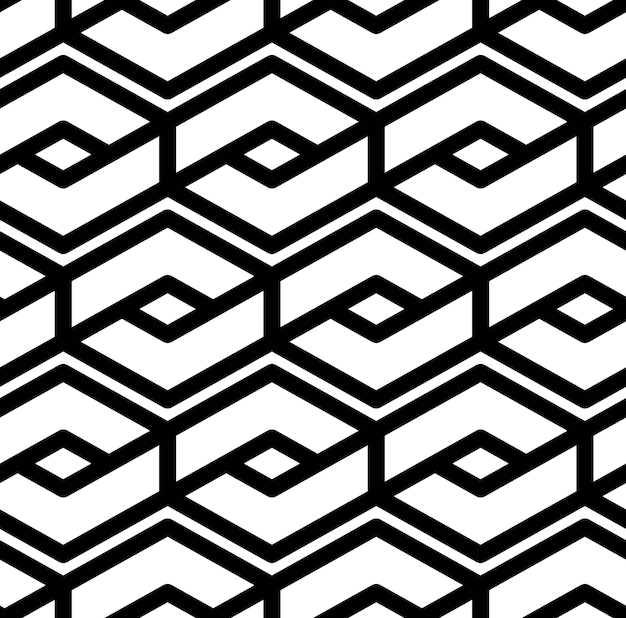 Black and white abstract textured geometric seamless pattern. symmetric monochrome vector textile backdrop. splicing lines.