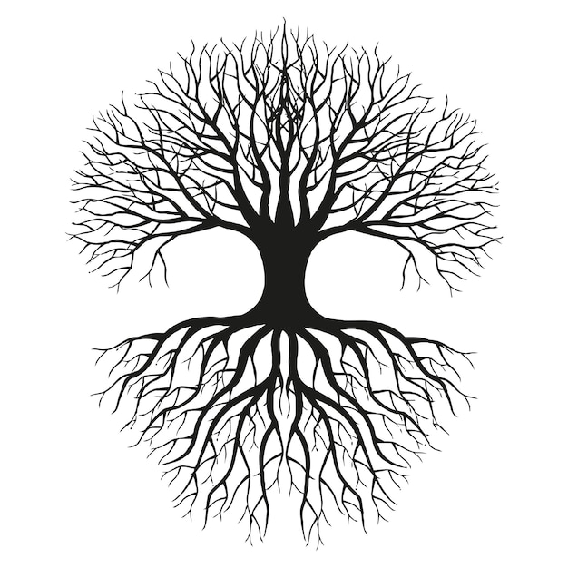 Vector black and white abstract tree