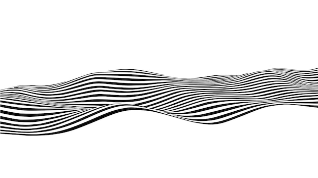 Black and white abstract wave Optical illusion Twisted vector illustration Cheating