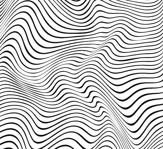 Vector black and white abstract wavy background