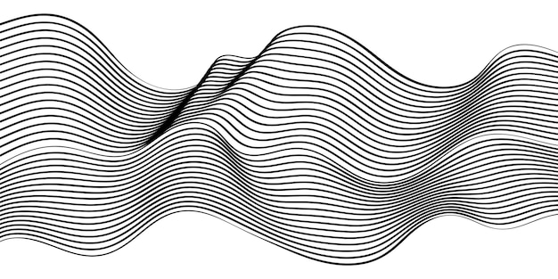 Black and white abstract wavy lines background