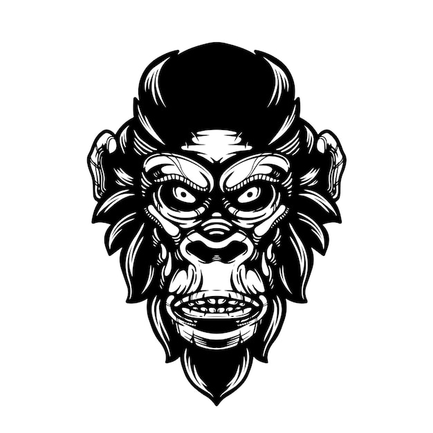 black and white ape tattoo artwork