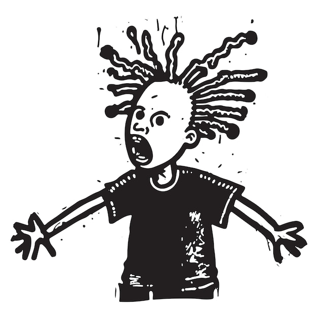 Vector black and white artwork inspired by 90s and 2000s subcultures keith haring jeanmichel basquiat