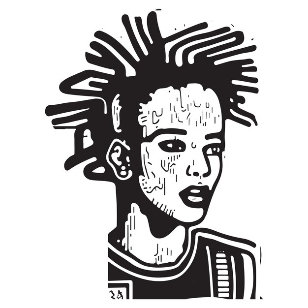 90년대와 2000년대 하위 문화에서 영감을 받은 흑백 아트워크 Keith Haring JeanMichel Basquiat