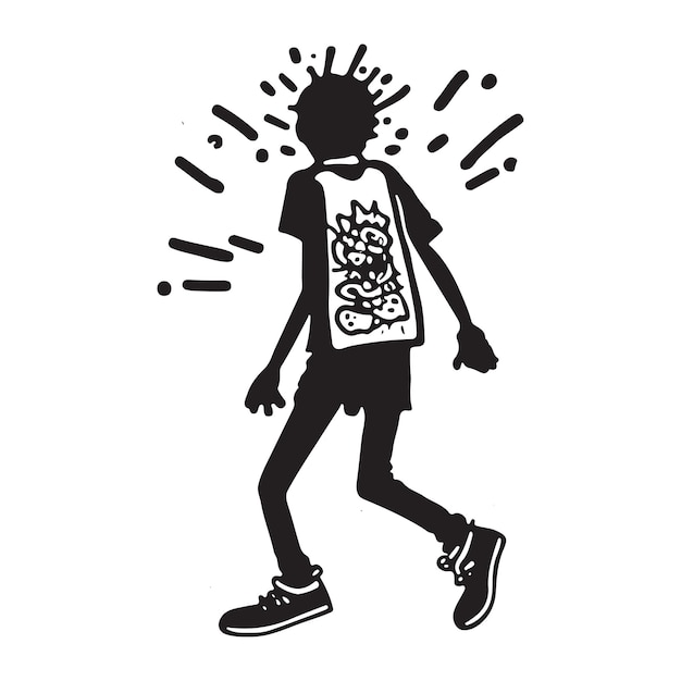 90년대와 2000년대 하위 문화에서 영감을 받은 흑백 아트워크 Keith Haring JeanMichel Basquiat