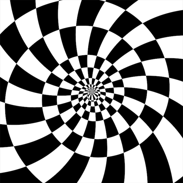 Black and white background of optical illusion of depth in flat style for print and designVector illustration