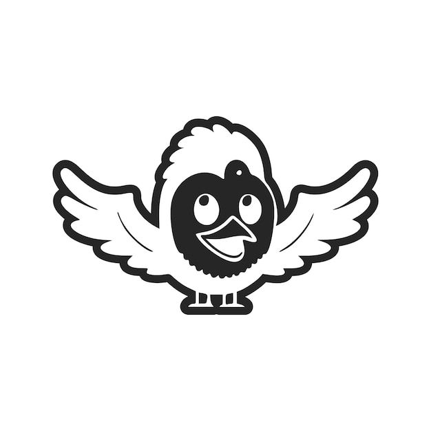 Black and white basic logo with a charming and cute eagle