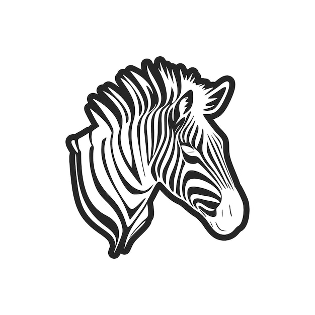 Vettore logo di base in bianco e nero con adorabile zebra