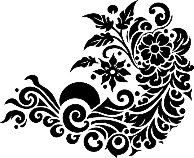 Vector black and white batik ornament