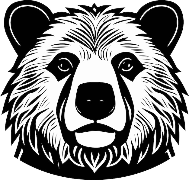 Черно-белая голова медведя с черно-белым узором.