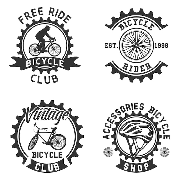 Collezione di design del logo della bicicletta in bianco e nero