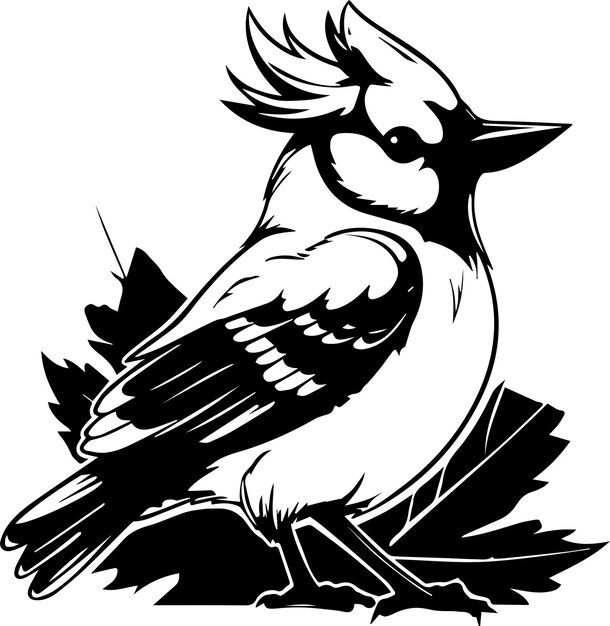 A black and white of a Bird Vector