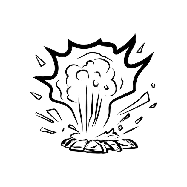 Black and white boom icon Simple explosion illustration