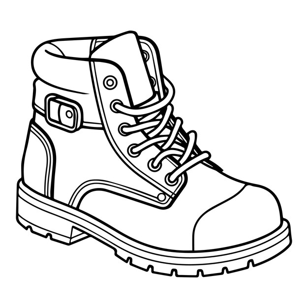 Black and white boots line art coloring page vector illustration