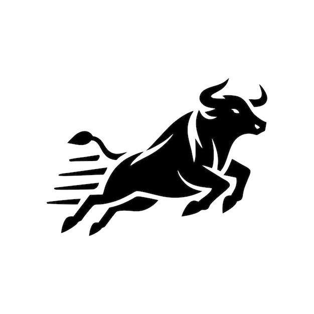 black and white bull logo running bull vector logo