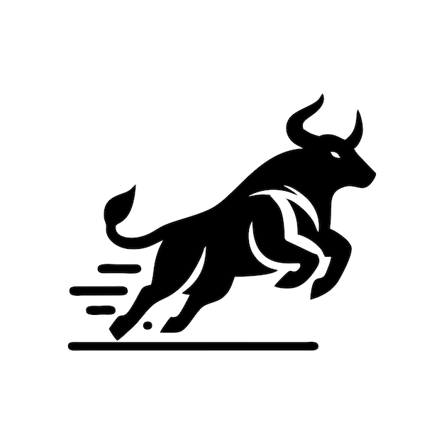 black and white bull logo running bull vector logo