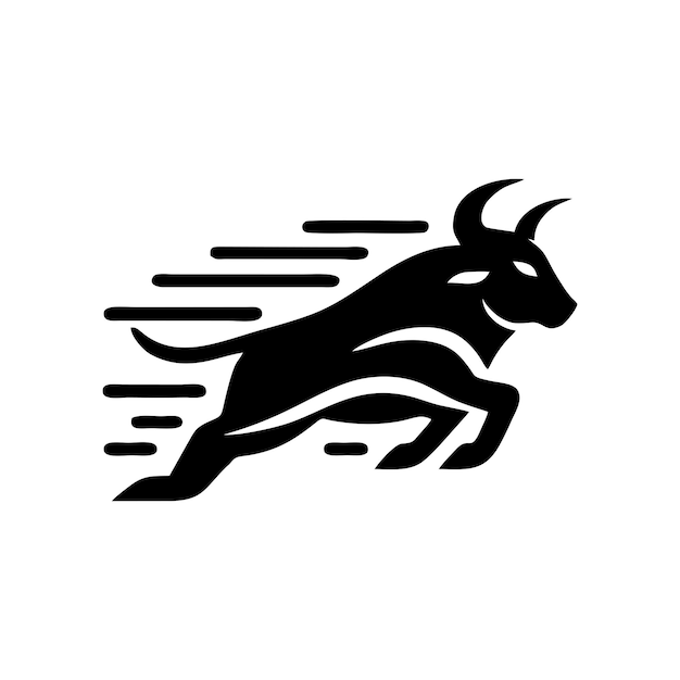 черно-белый логотип бегущего быка логотип вектора быка