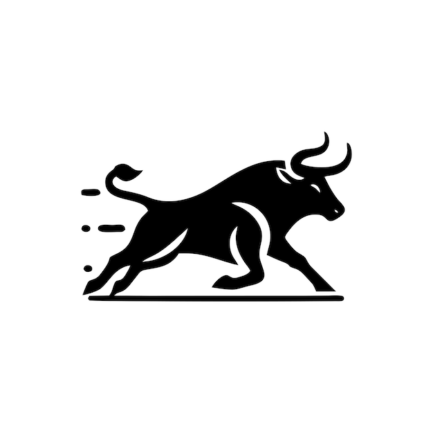 Black and white bull logo running bull vector logo