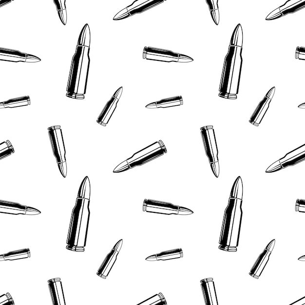 Vector black and white bullets pattern seamless background texture