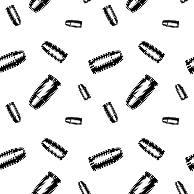 Vector black and white bullets pattern seamless background texture