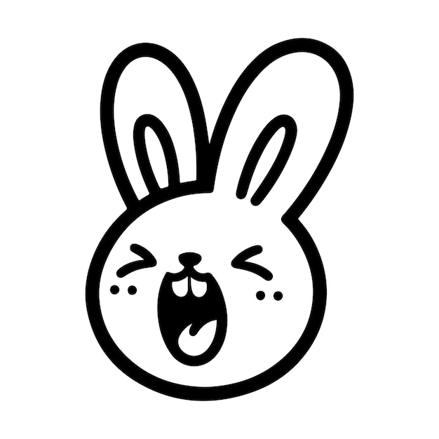 Vector a black and white bunny head line art vector