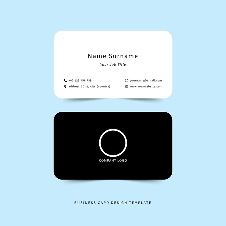 Vector black and white business card design template
