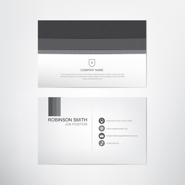 Modello di biglietto da visita in bianco e nero, design di carte di contatto e aziendali,