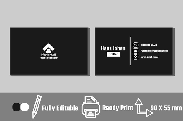 black and white business card template