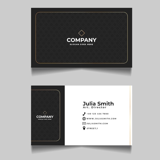 a black and white business card with the company company logo