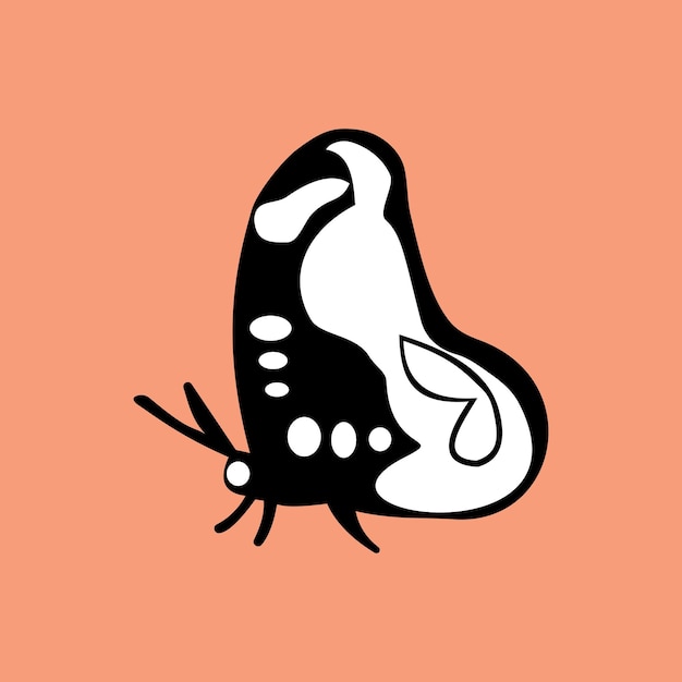 Black and white butterfly icon design on a clean background