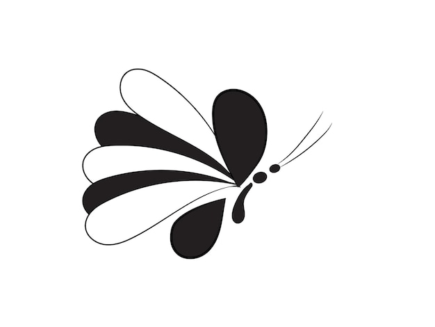 a black and white butterfly with a black outline on it
