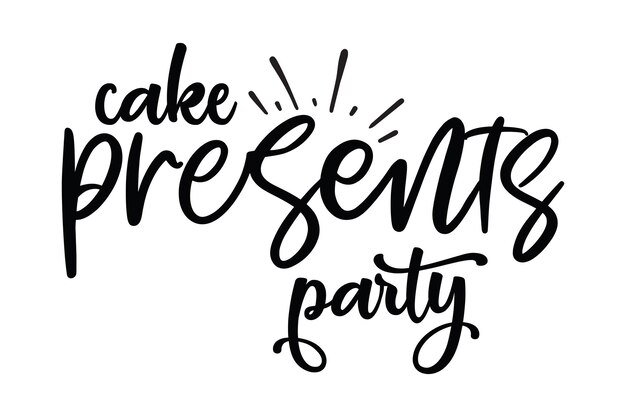 A black and white calligraphy of a cake presentation party.