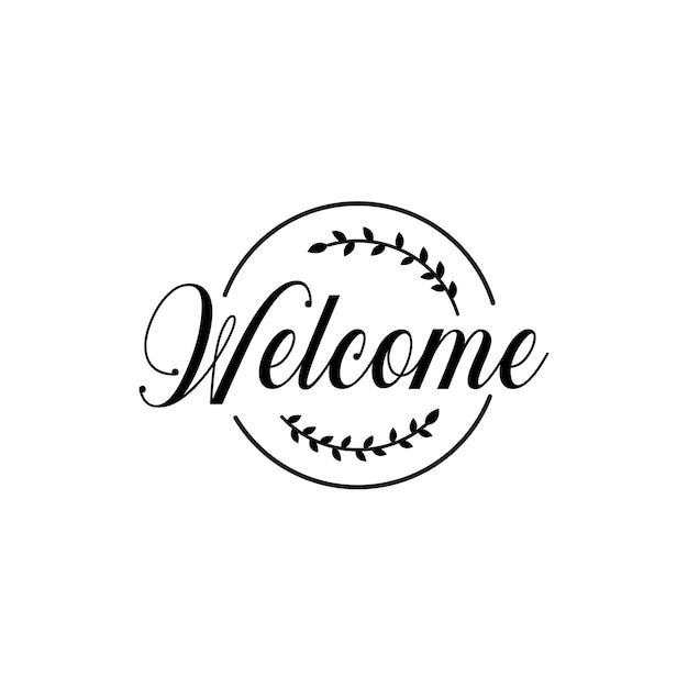 Black and White Calligraphy Welcome illustration