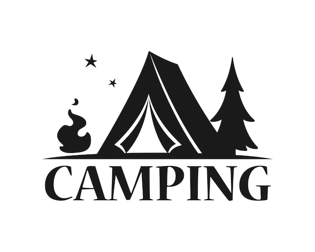 Vector black and white camping logo