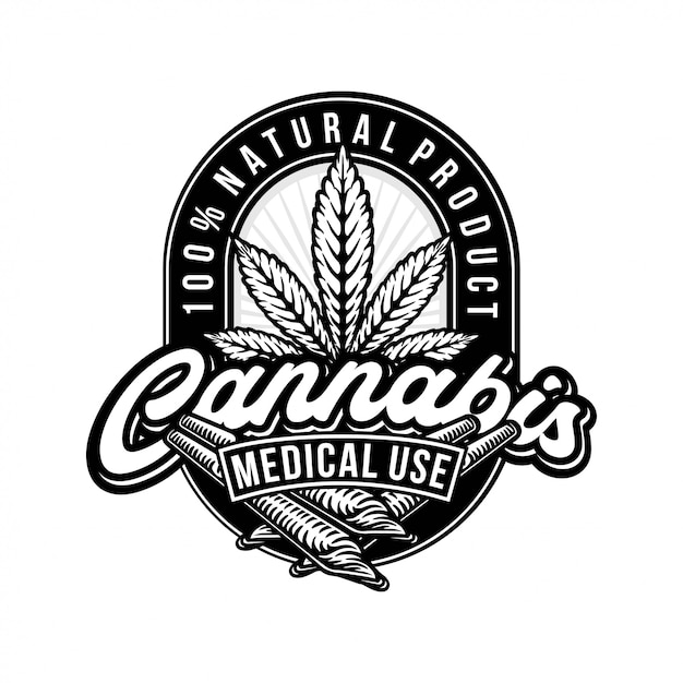 Logo di cannabis in bianco e nero