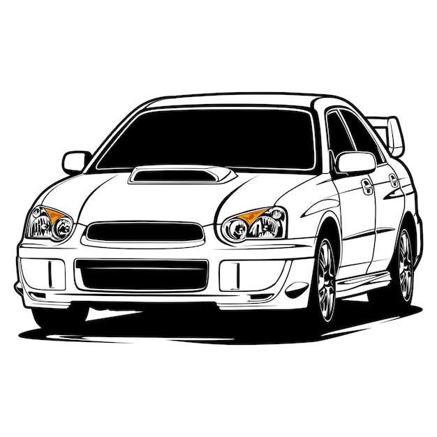 Vector black and white car illustration for conceptual design