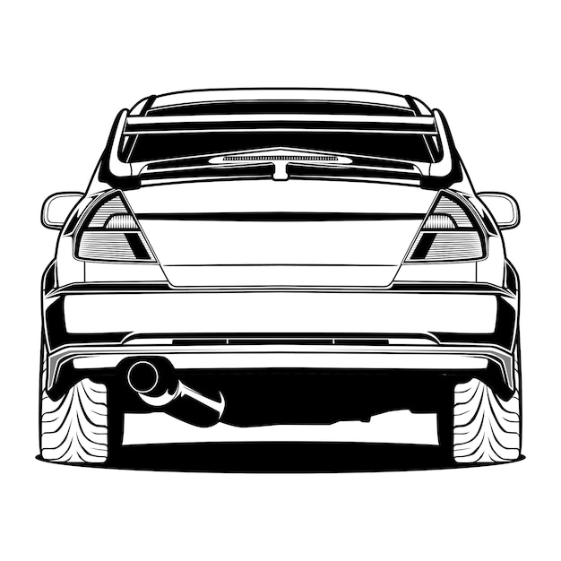 黒と白の車のイラスト